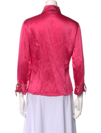 Roberto Cavalli Silk Three-Quarter Sleeve Button-Up Top