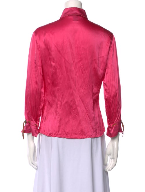 Roberto Cavalli Silk Three-Quarter Sleeve Button-Up Top