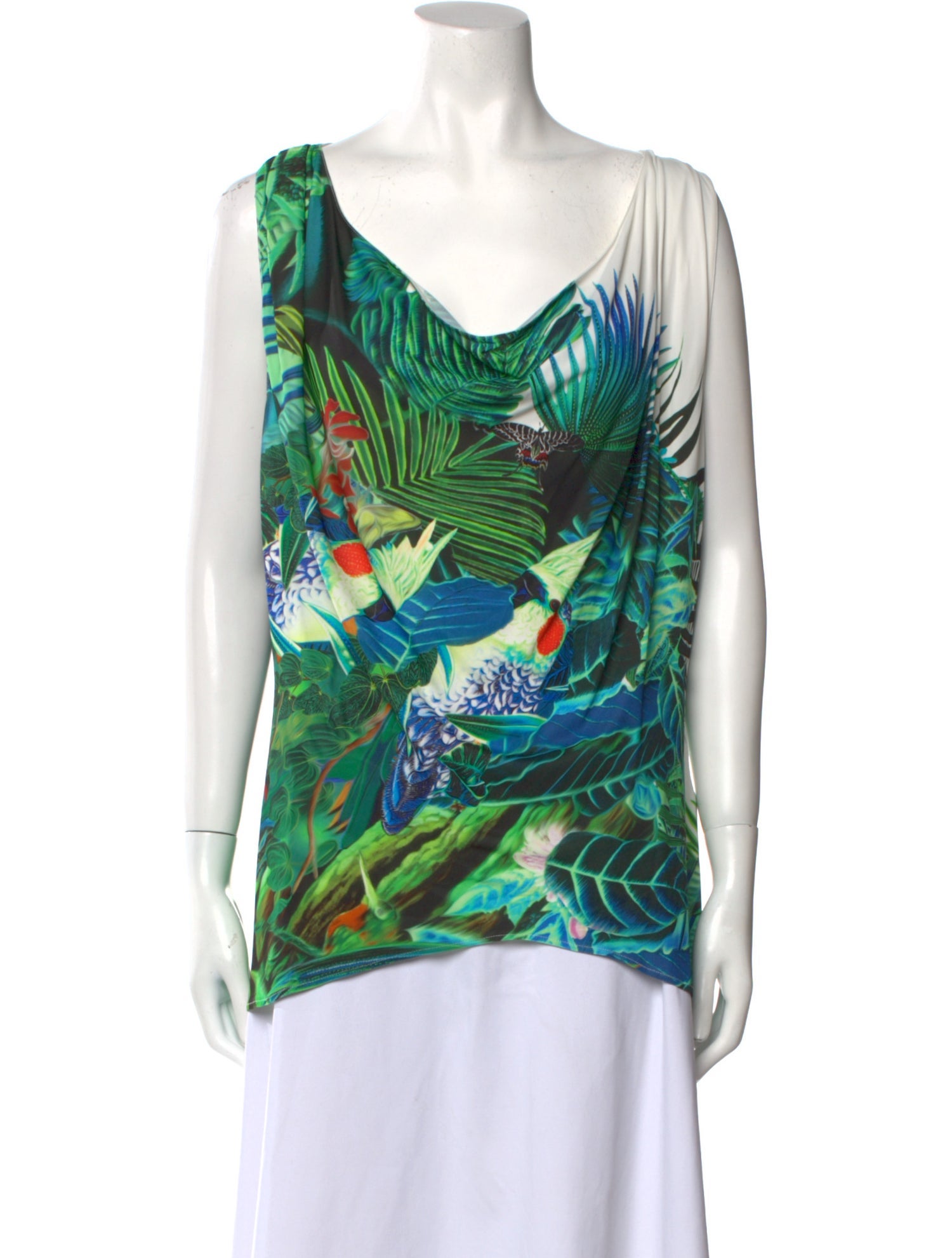 Roberto Cavalli Printed Cowl Neck Blouse