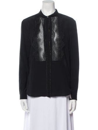 Roberto Cavalli Silk Crew Neck Button-Up Top