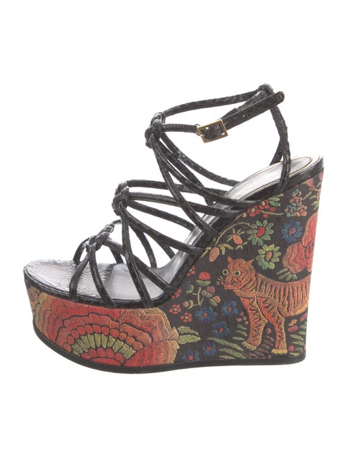 Roberto Cavalli Leather Floral Print Espadrilles