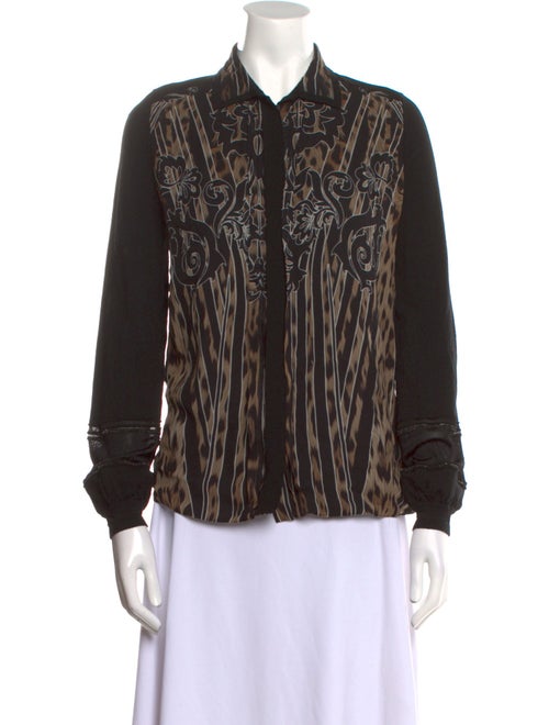 Roberto Cavalli Silk Printed Button-Up Top