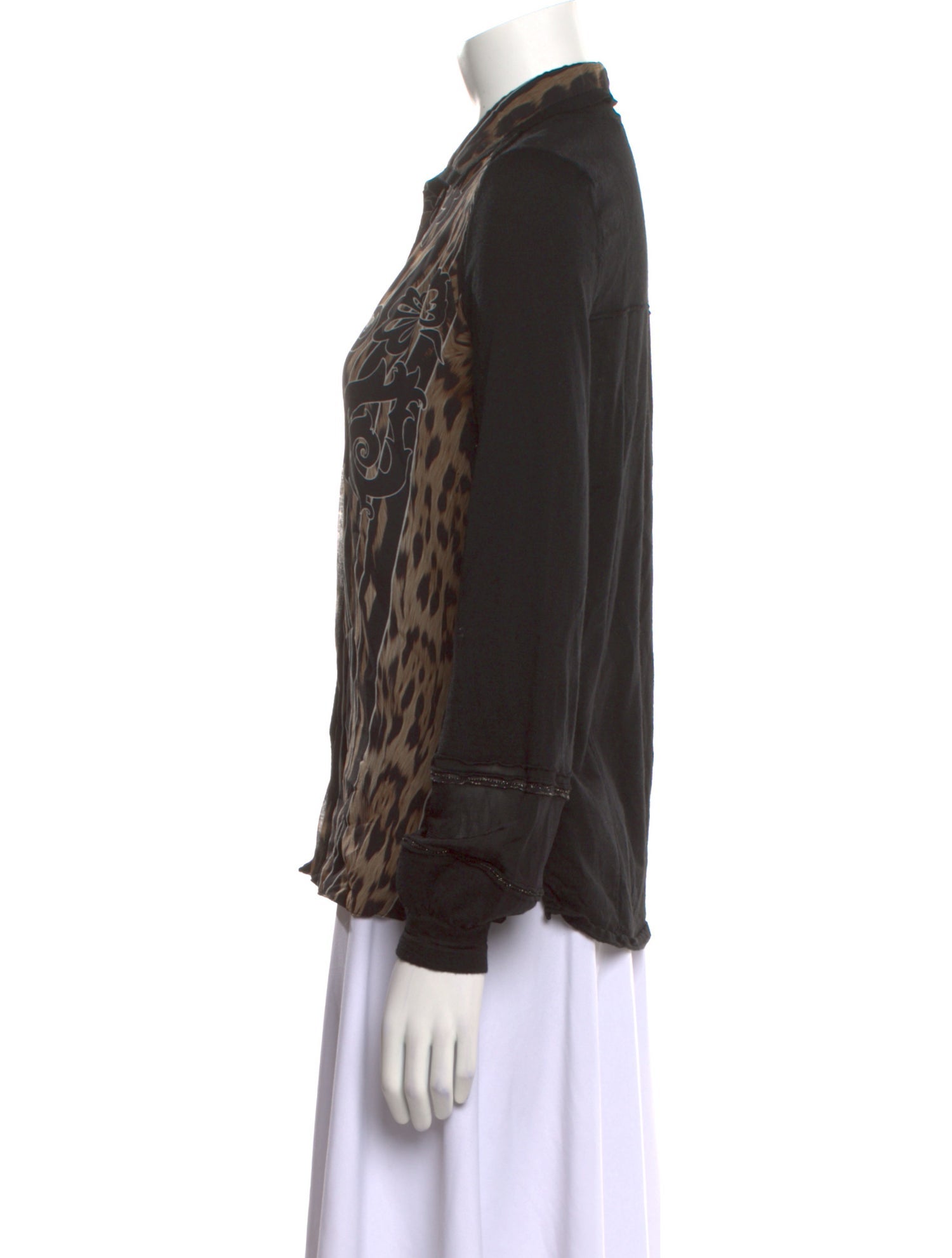 Roberto Cavalli Silk Printed Button-Up Top