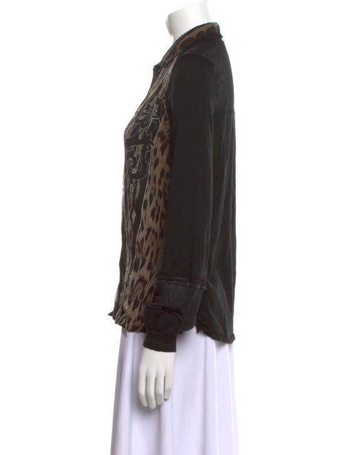 Roberto Cavalli Silk Printed Button-Up Top