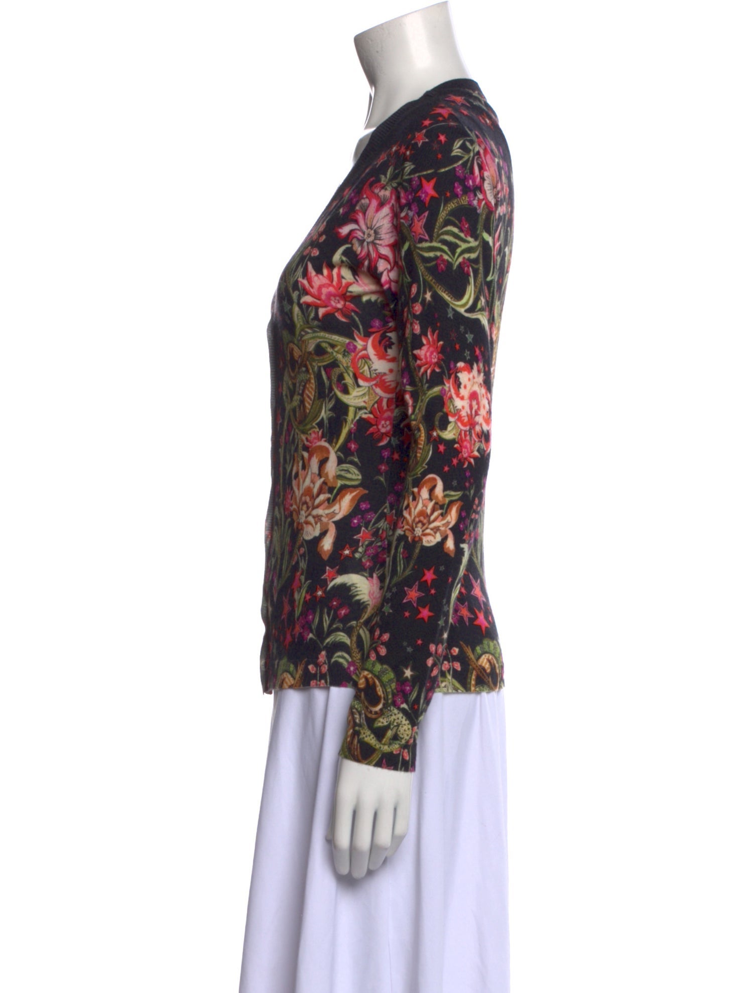 Roberto Cavalli Wool Floral Print Sweater