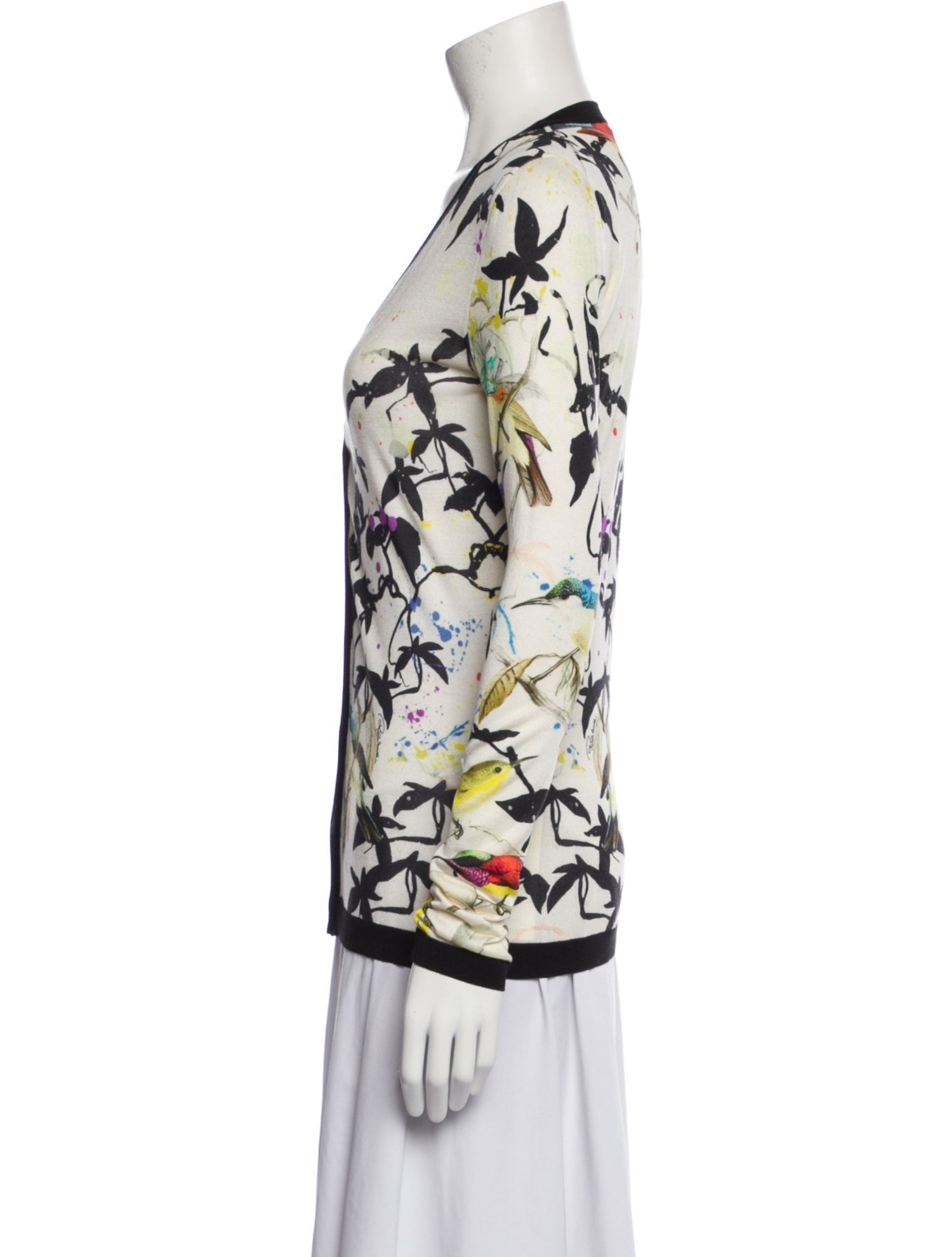 Roberto Cavalli Silk Floral Print Sweater