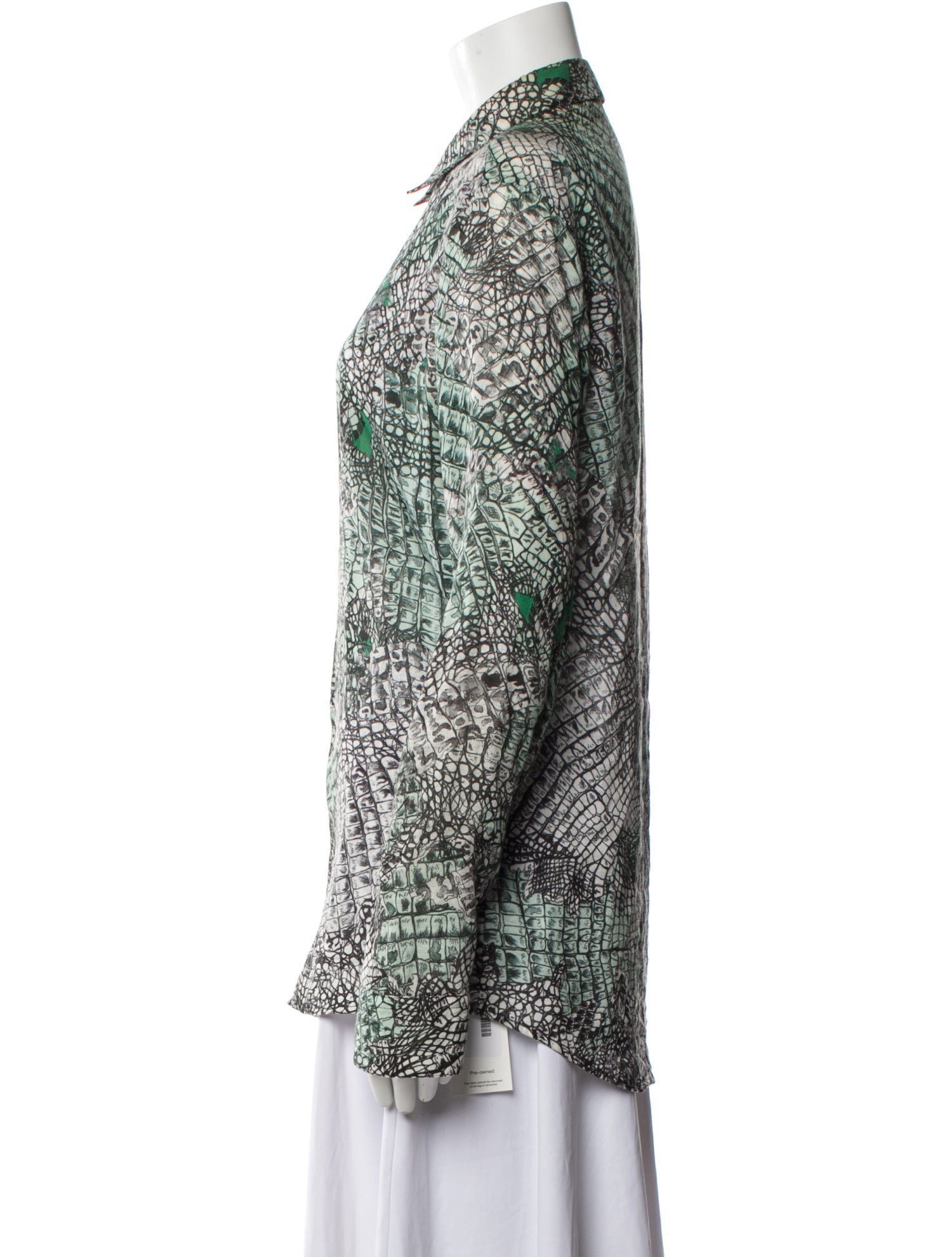 Roberto Cavalli Printed Mock Neck Button-Up Top