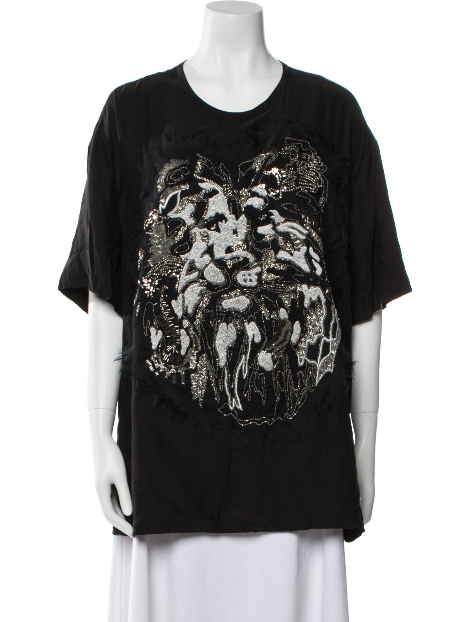Roberto Cavalli Silk Graphic Print T-Shirt