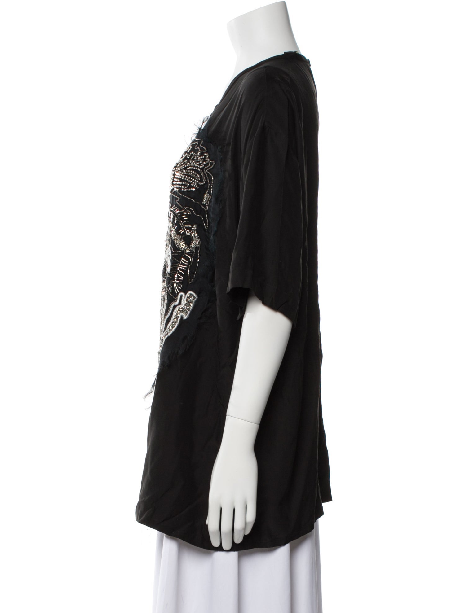 Roberto Cavalli Silk Graphic Print T-Shirt