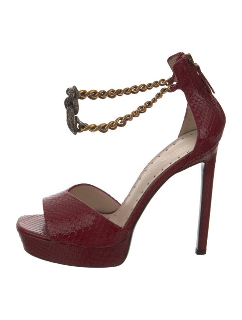Roberto Cavalli Embossed Leather Chain-Link Accents Sandals