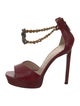 Roberto Cavalli Embossed Leather Chain-Link Accents Sandals