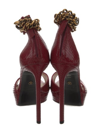 Roberto Cavalli Embossed Leather Chain-Link Accents Sandals