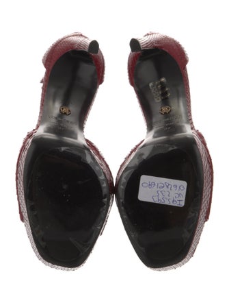 Roberto Cavalli Embossed Leather Chain-Link Accents Sandals