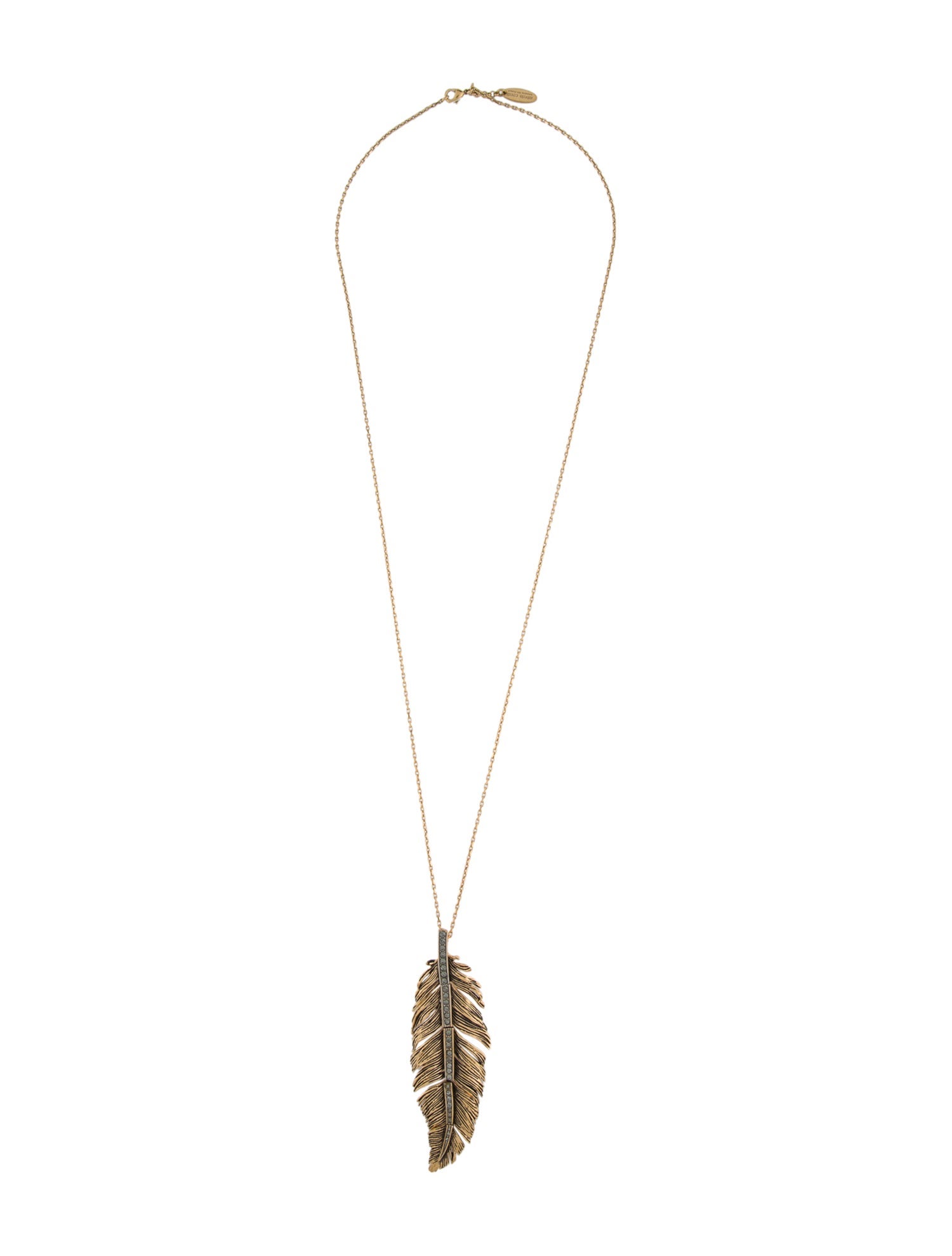 Roberto Cavalli Crystal Leaf Pendant Necklace