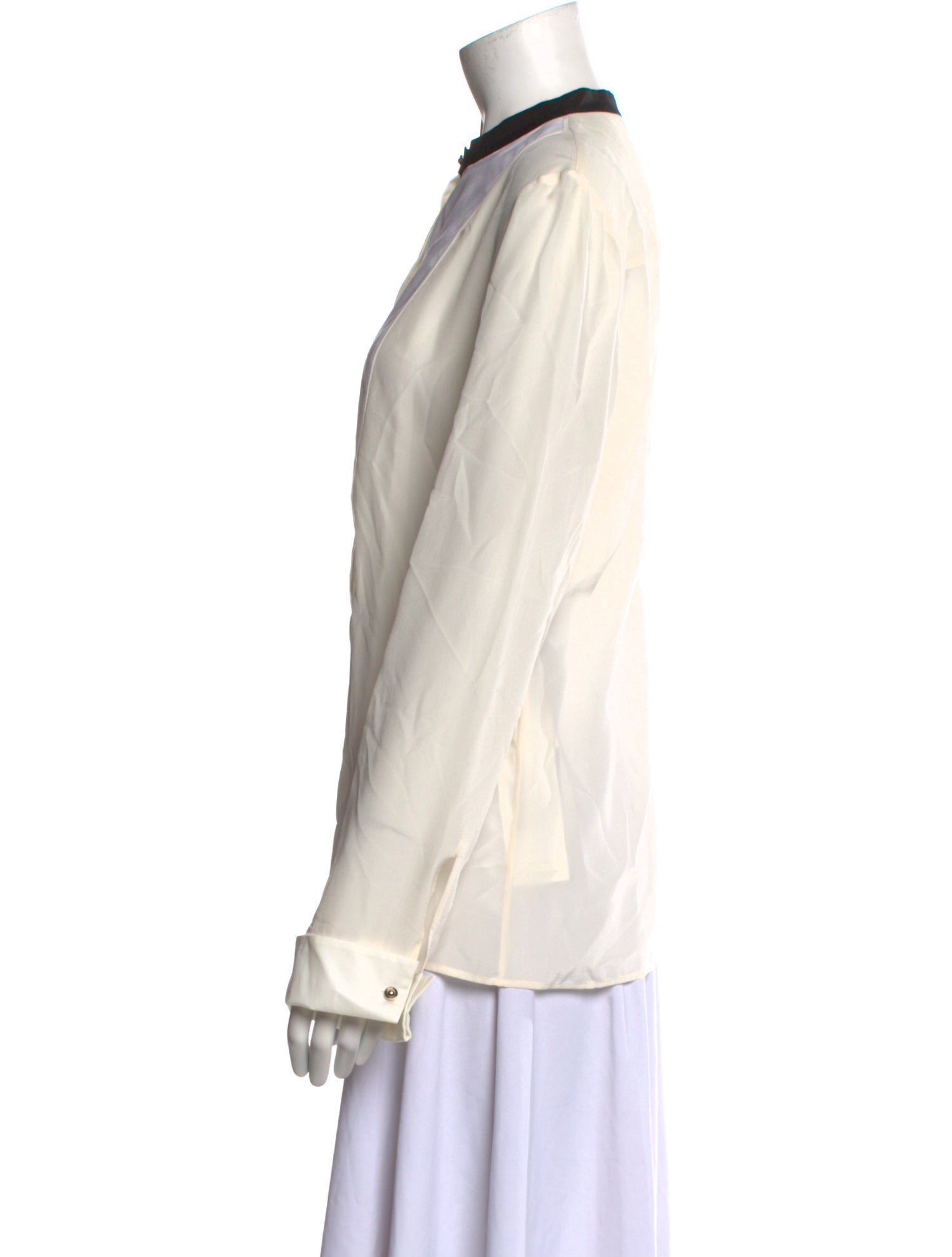 Roberto Cavalli Silk Mock Neck Button-Up Top