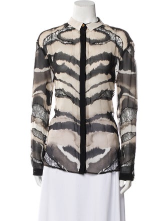 Roberto Cavalli Silk Printed Button-Up Top