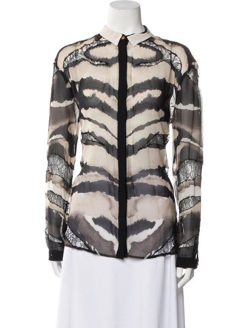 Roberto Cavalli Silk Printed Button-Up Top