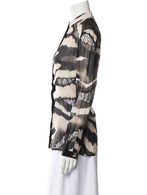 Roberto Cavalli Silk Printed Button-Up Top