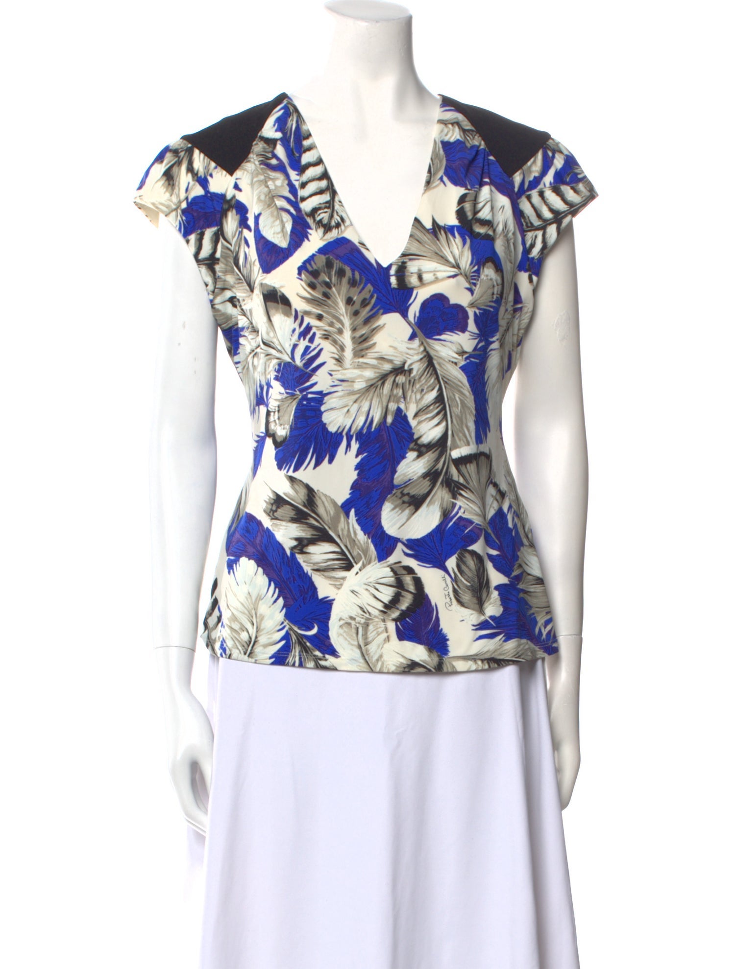Roberto Cavalli Printed V-Neck Blouse