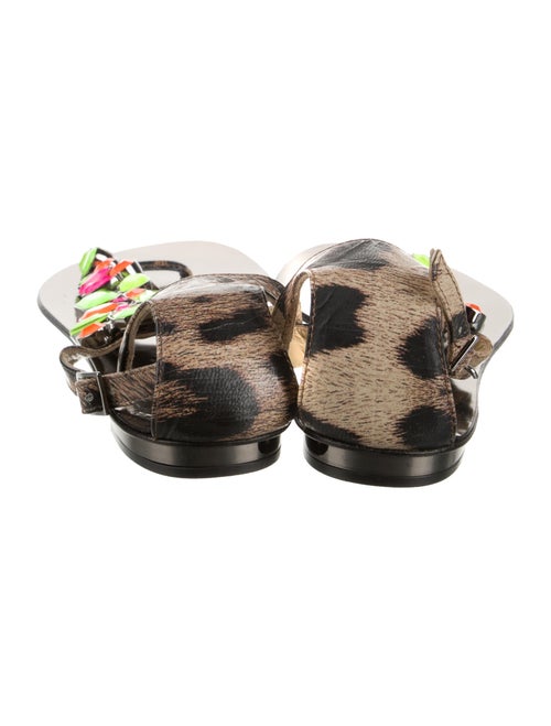 Roberto Cavalli Patent Leather Colorblock Pattern T-Strap Sandals