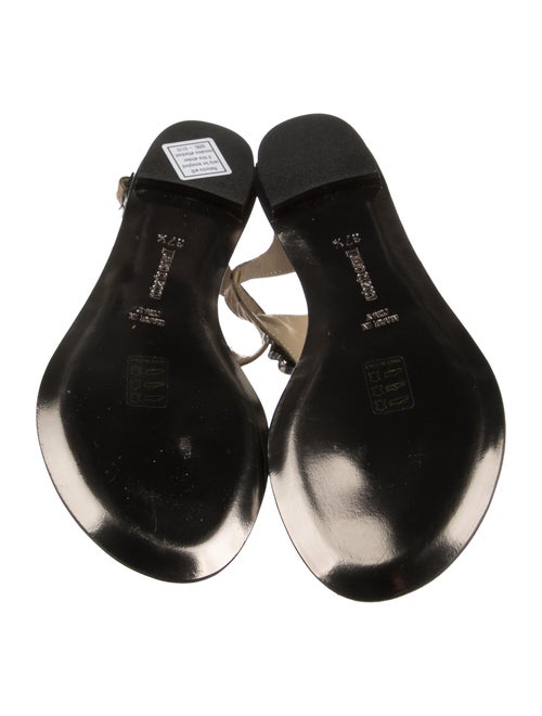 Roberto Cavalli Patent Leather Colorblock Pattern T-Strap Sandals