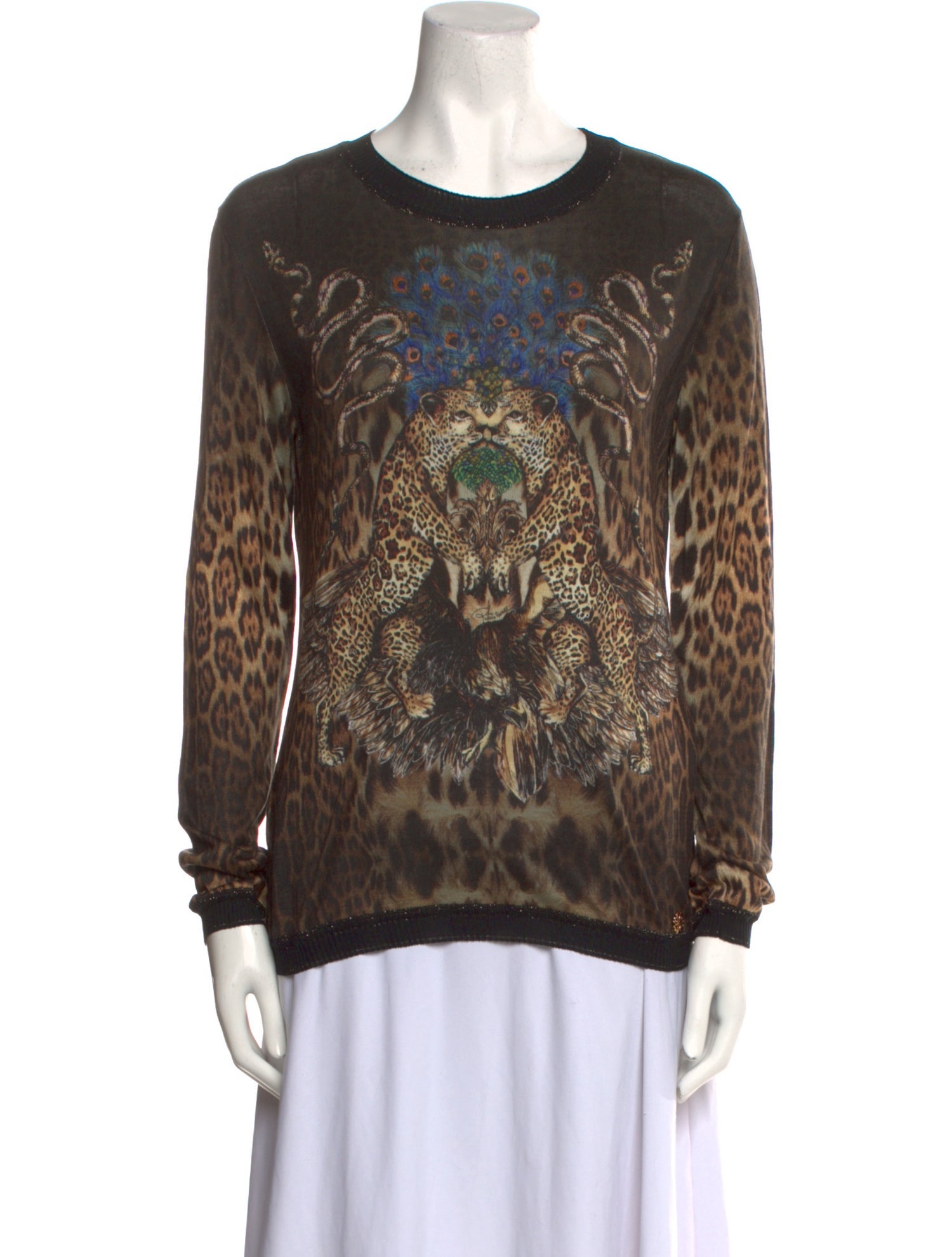 Roberto Cavalli Silk Animal Print Sweatshirt