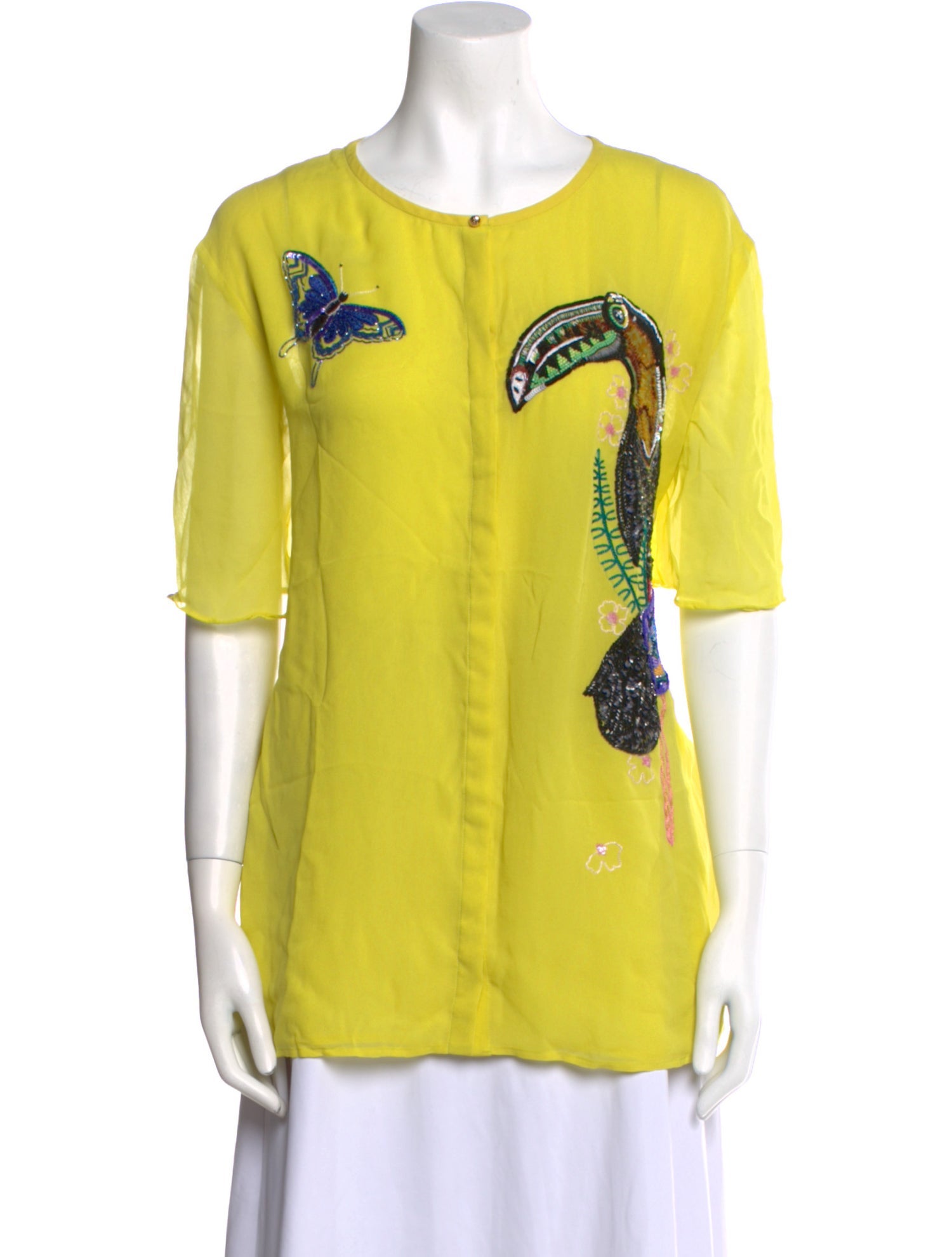 Roberto Cavalli Silk Graphic Print T-Shirt