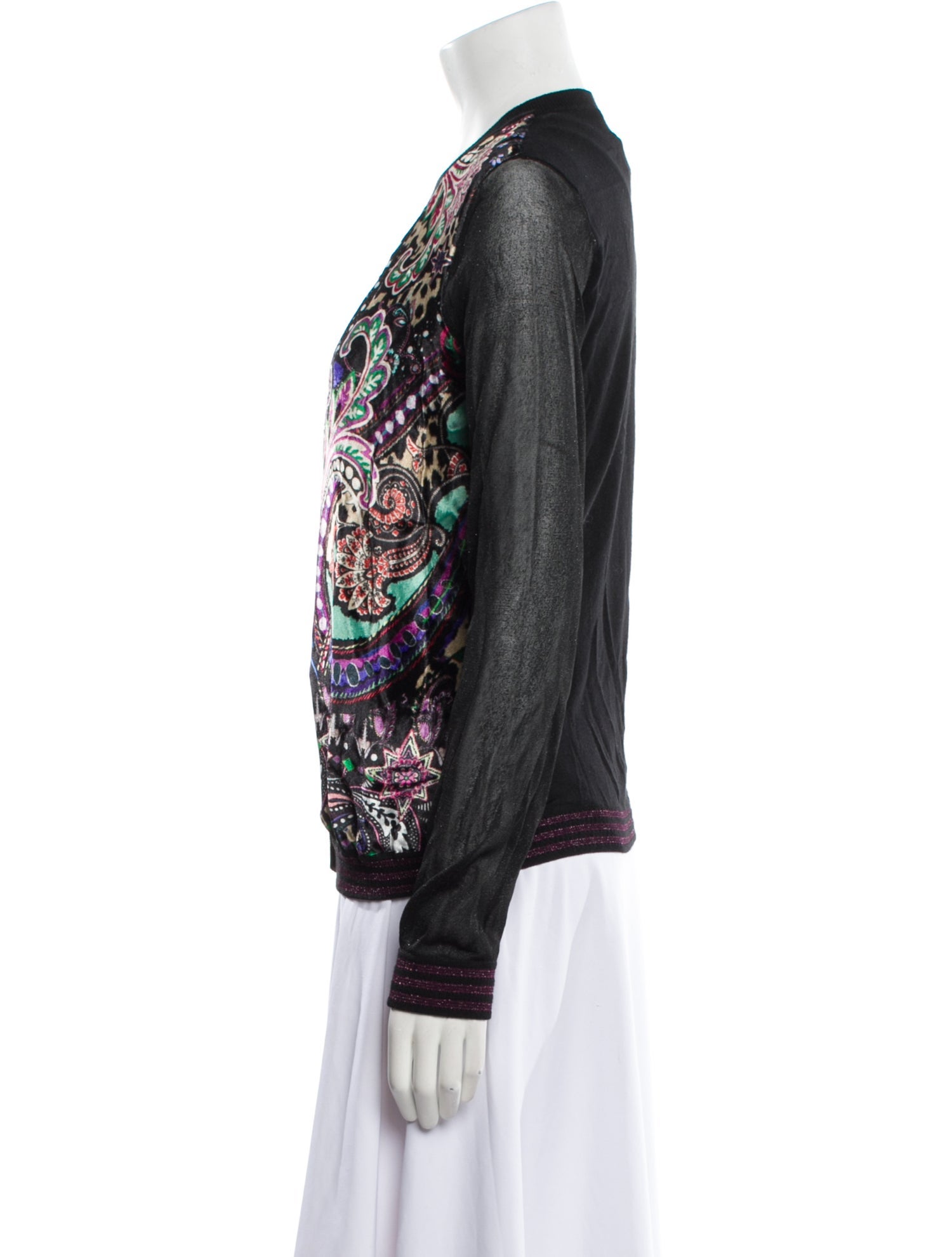 Roberto Cavalli Printed V-Neck Sweater