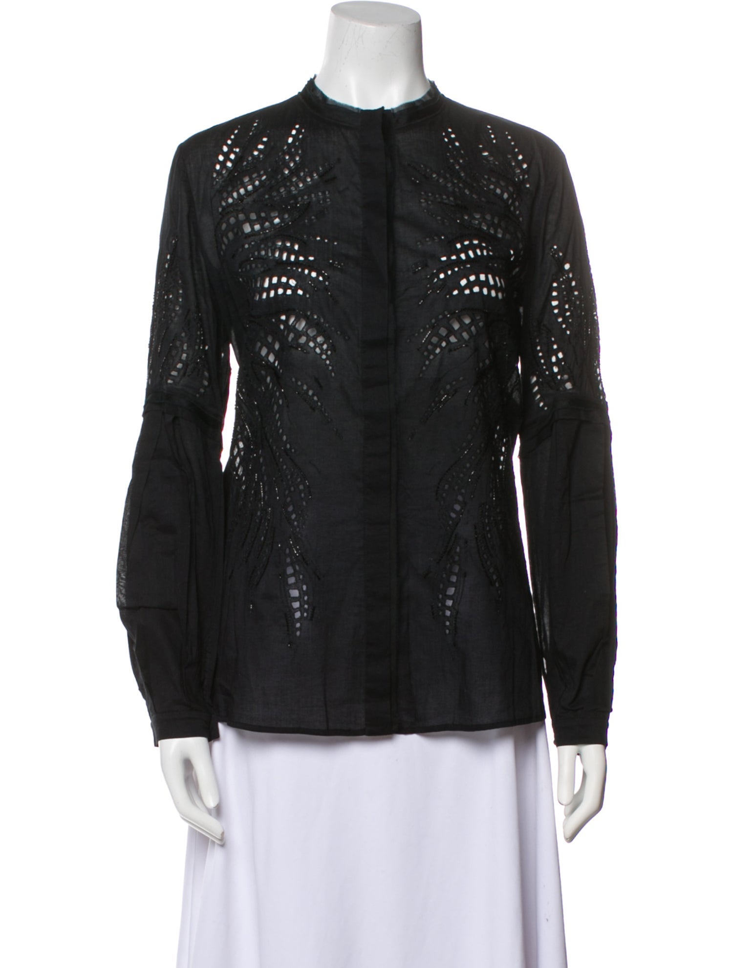 Roberto Cavalli Crew Neck Long Sleeve Button-Up Top