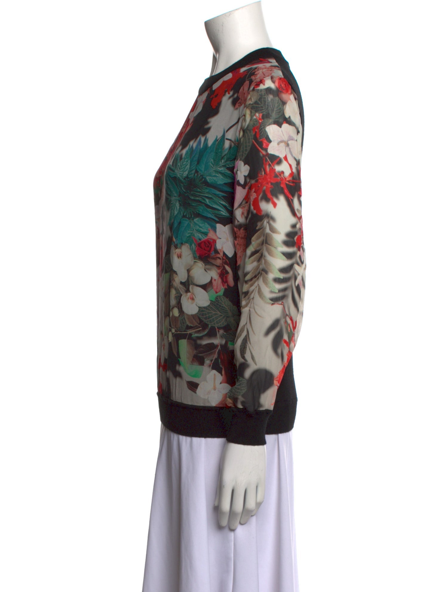 Roberto Cavalli Silk Floral Print Sweatshirt