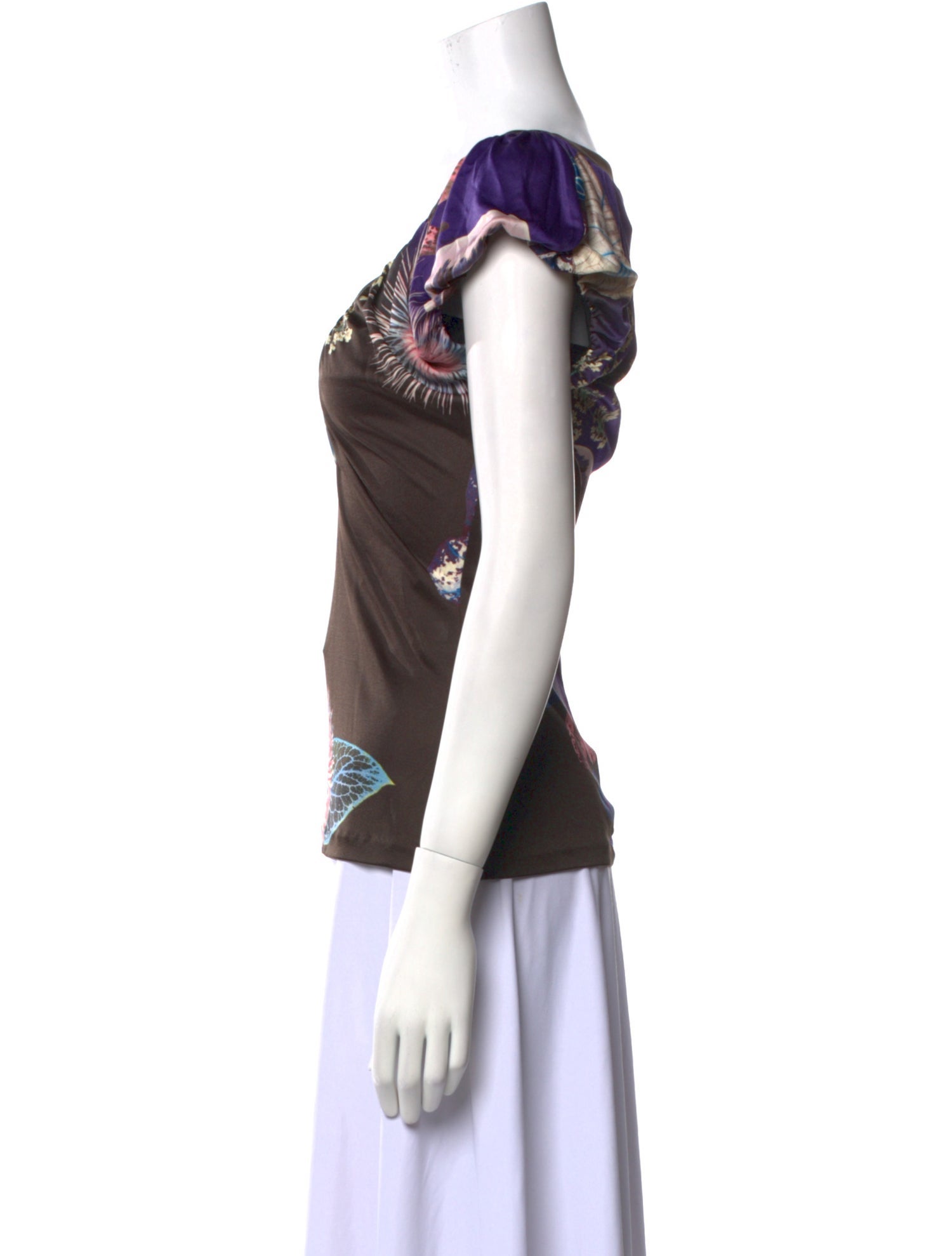 Roberto Cavalli Graphic Print Square Neckline Top w/ Tags