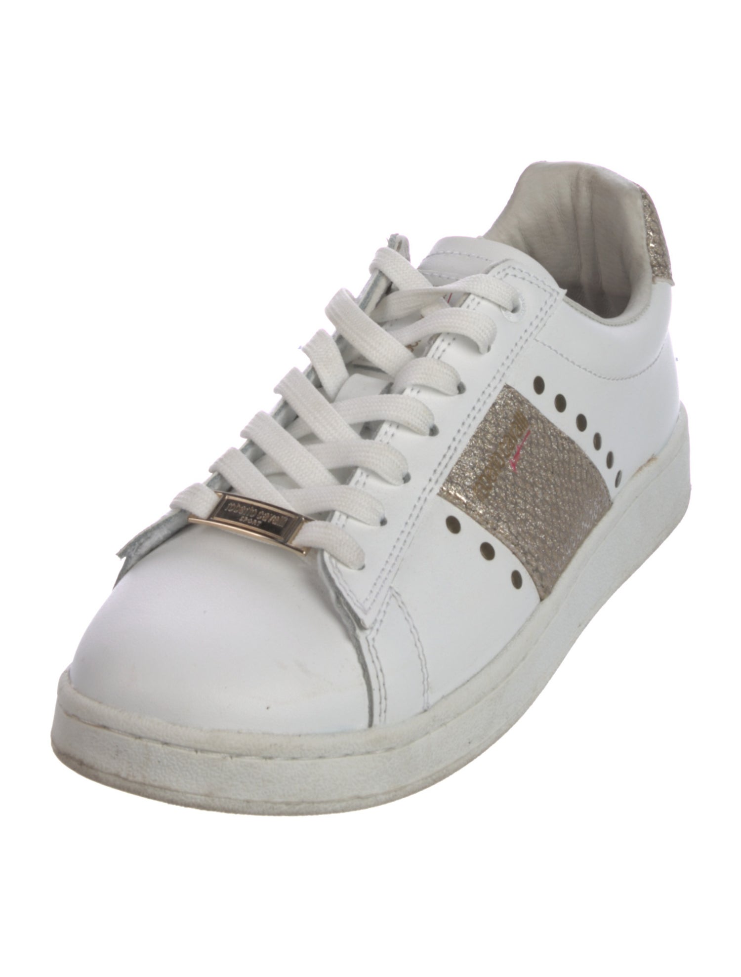 Roberto Cavalli Leather Printed Sneakers