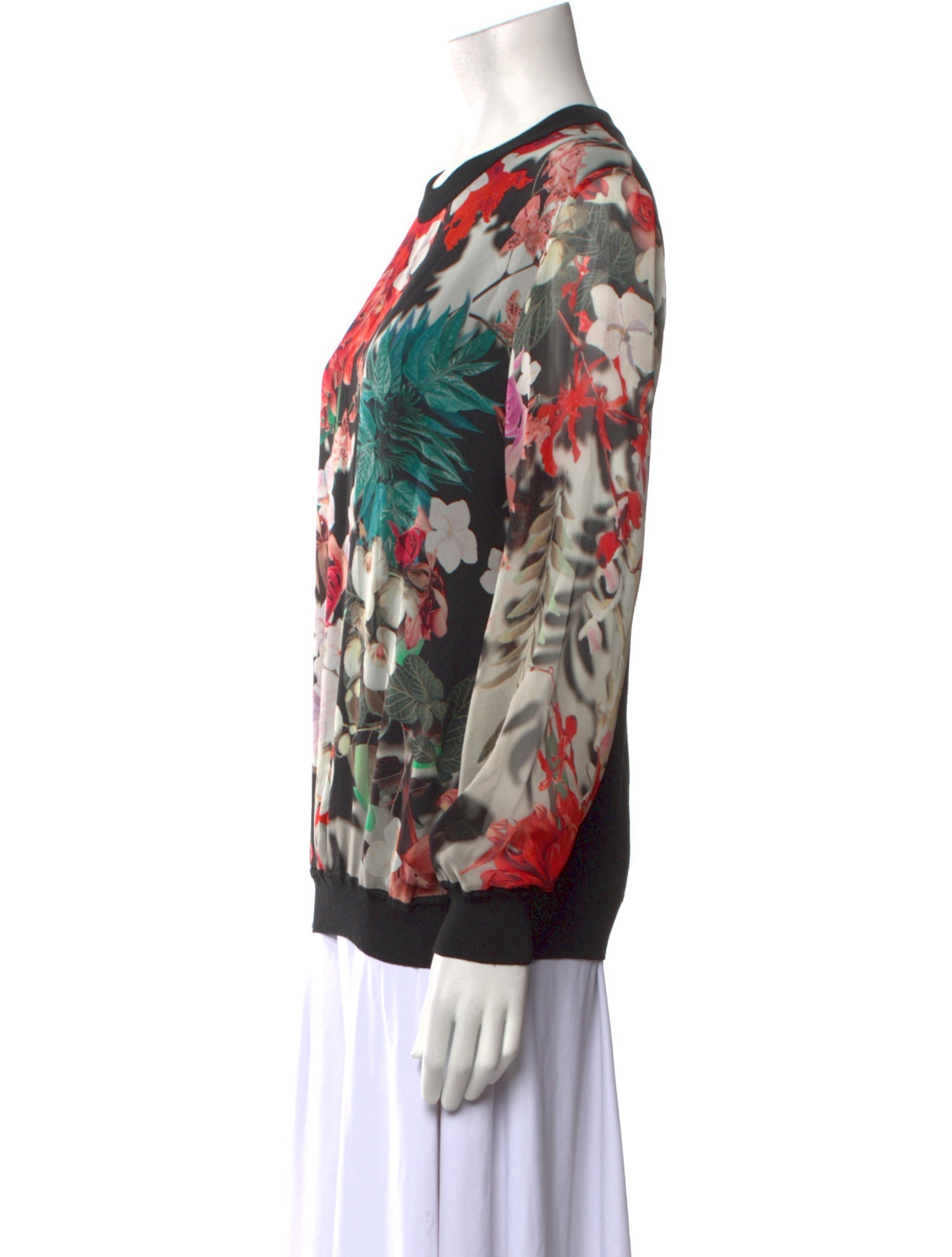 Roberto Cavalli Silk Floral Print Sweatshirt