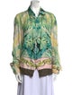 Roberto Cavalli Silk Printed Button-Up Top