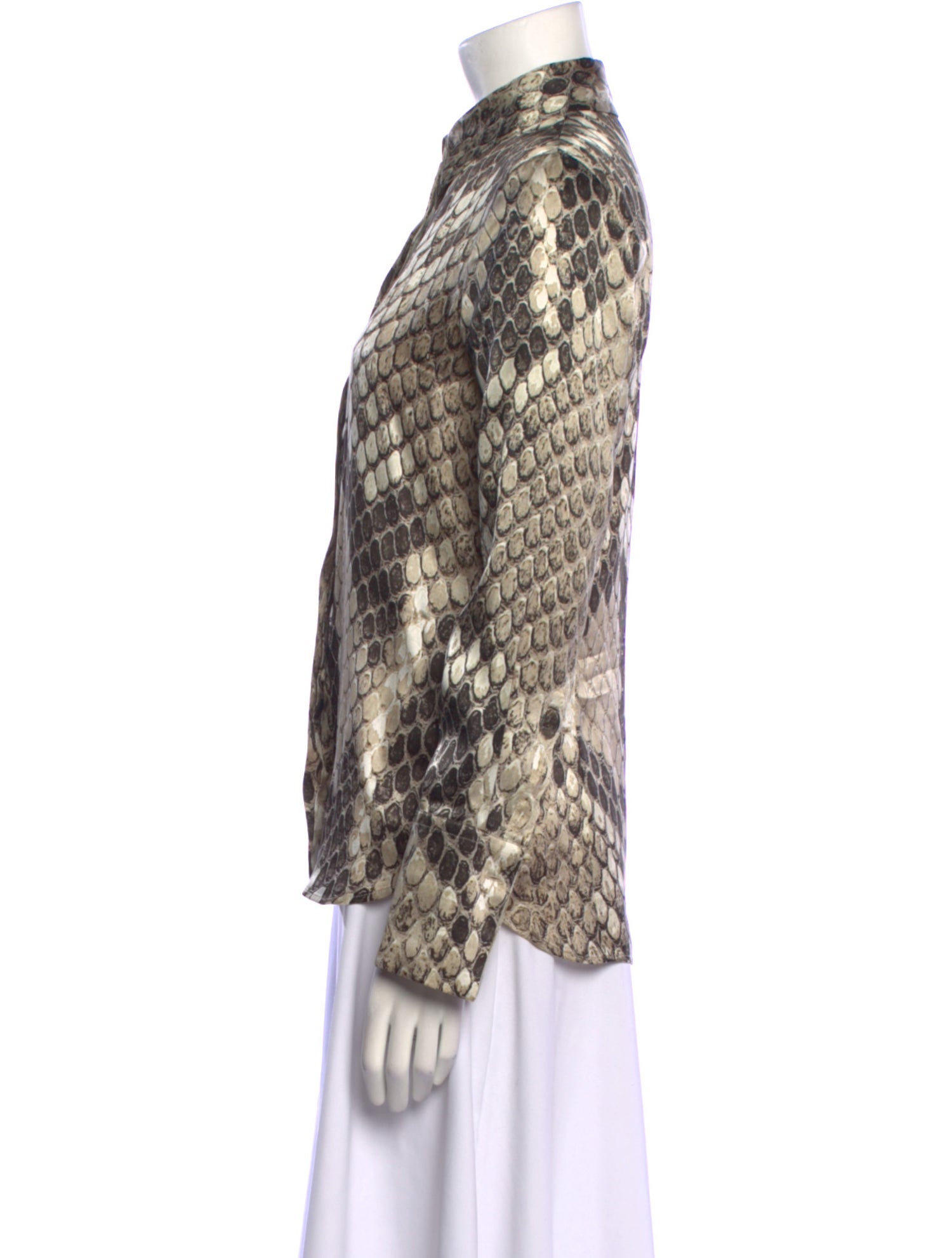 Roberto Cavalli Silk Printed Button-Up Top