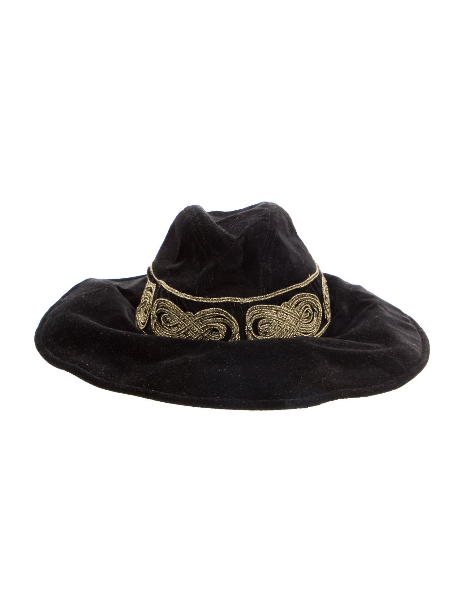 Roberto Cavalli Velvet Embroidered Floppy Fedora Hat