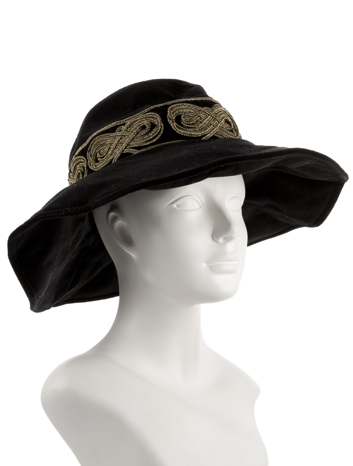 Roberto Cavalli Velvet Embroidered Floppy Fedora Hat
