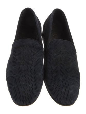 Roberto Cavalli Suede Lasercut Accents Loafers