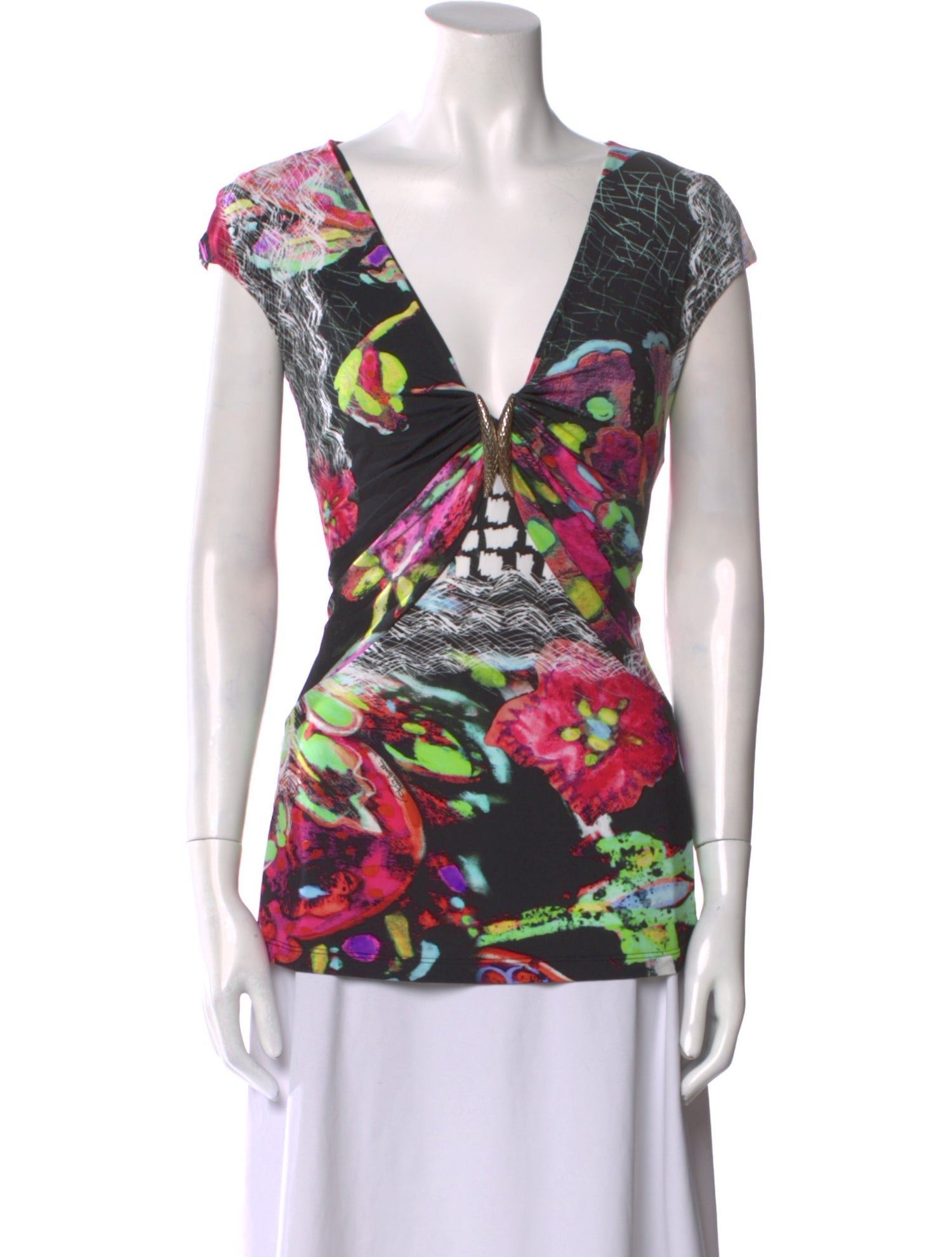 Roberto Cavalli Nylon Printed Blouse