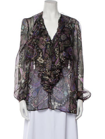 Roberto Cavalli Tops Silk Paisley Print Blouse Us2, It38 | XS