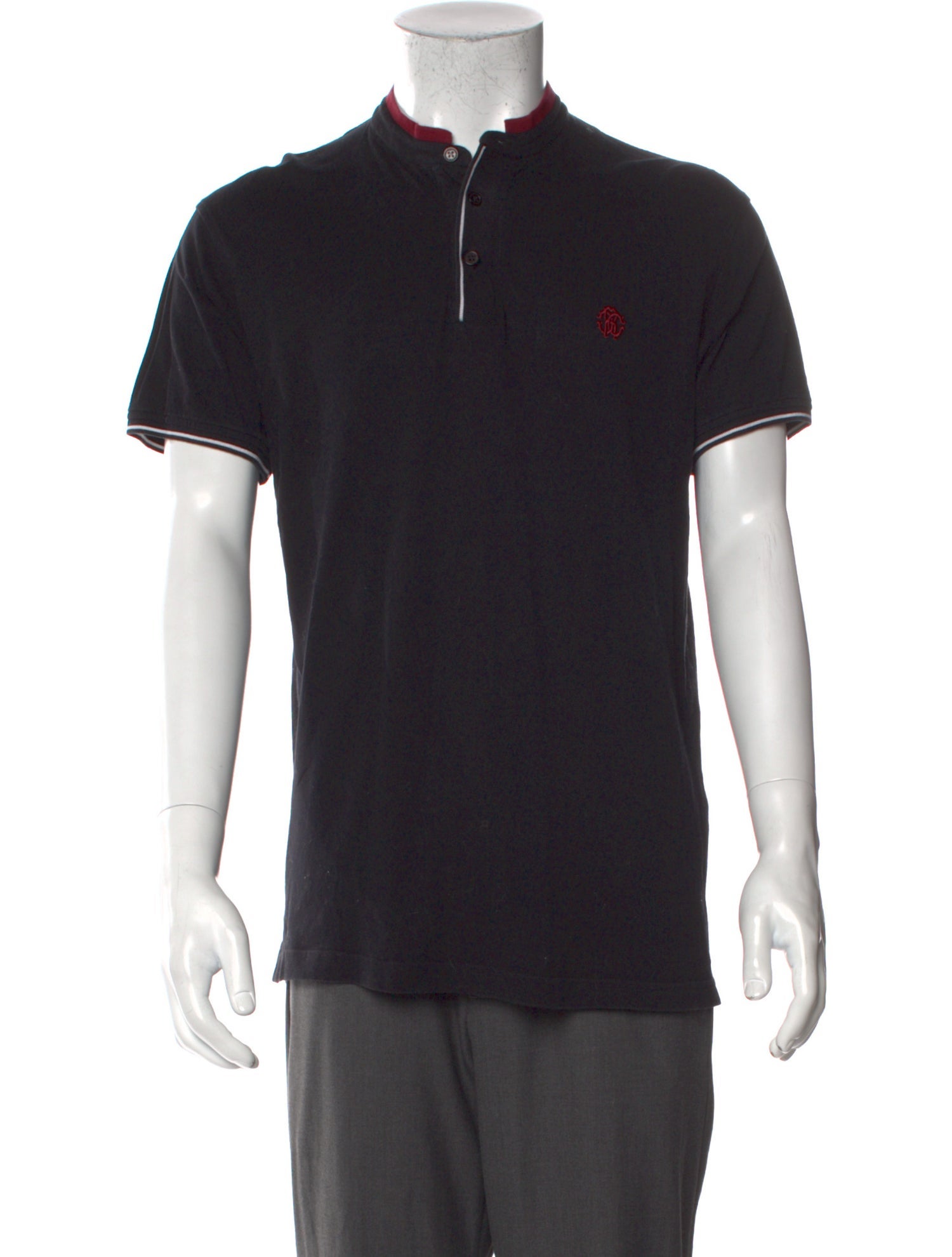 Roberto Cavalli Mock Neck Short Sleeve Polo Shirt