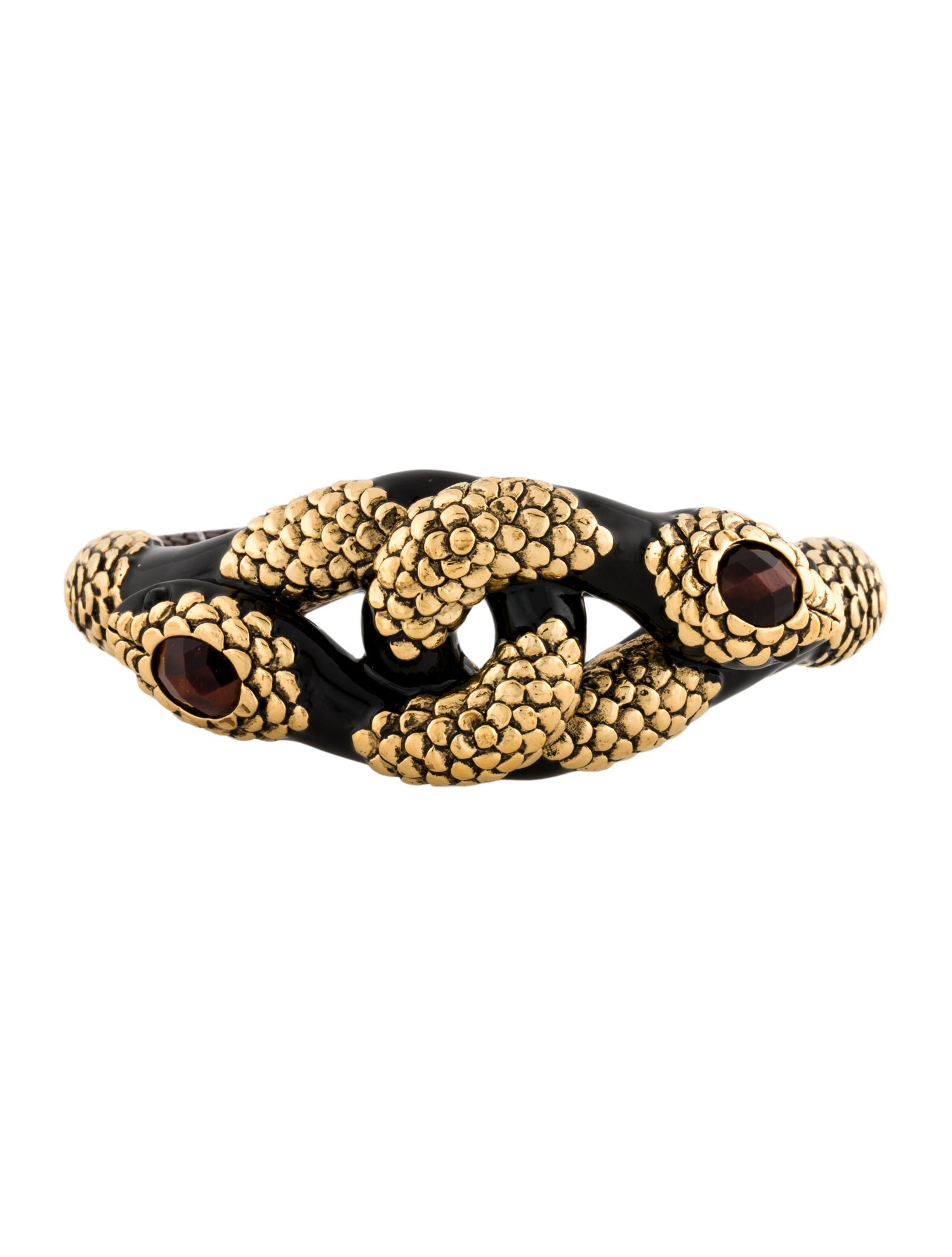 Roberto Cavalli Leather & Enamel Double Snake Bangle