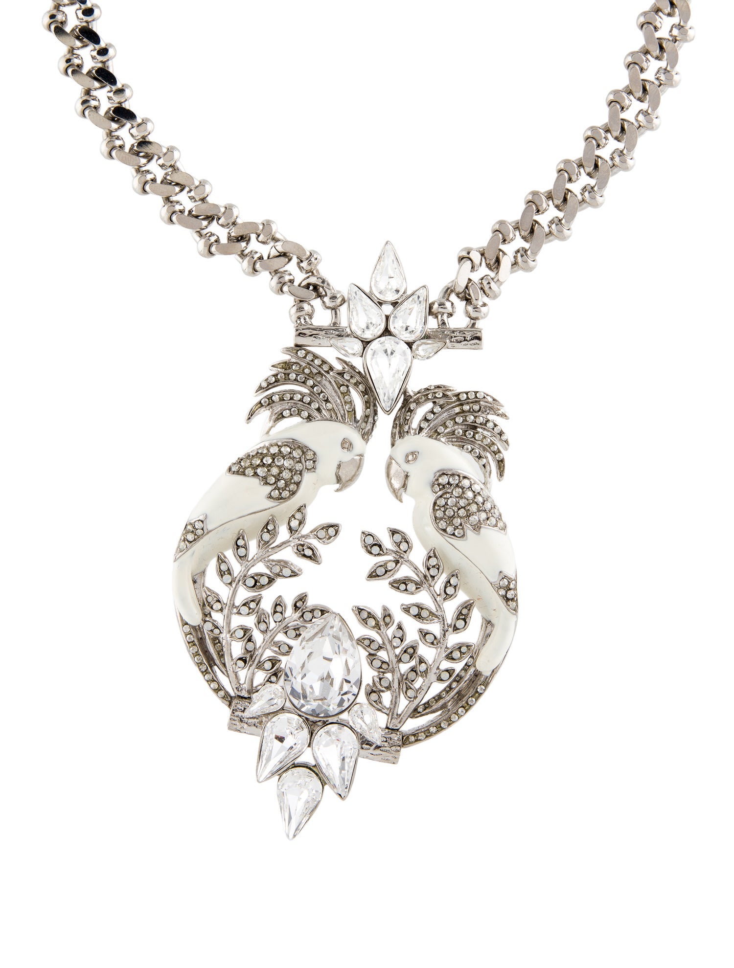 Roberto Cavalli Crystal & Enamel Cockatoo Pendant Necklace