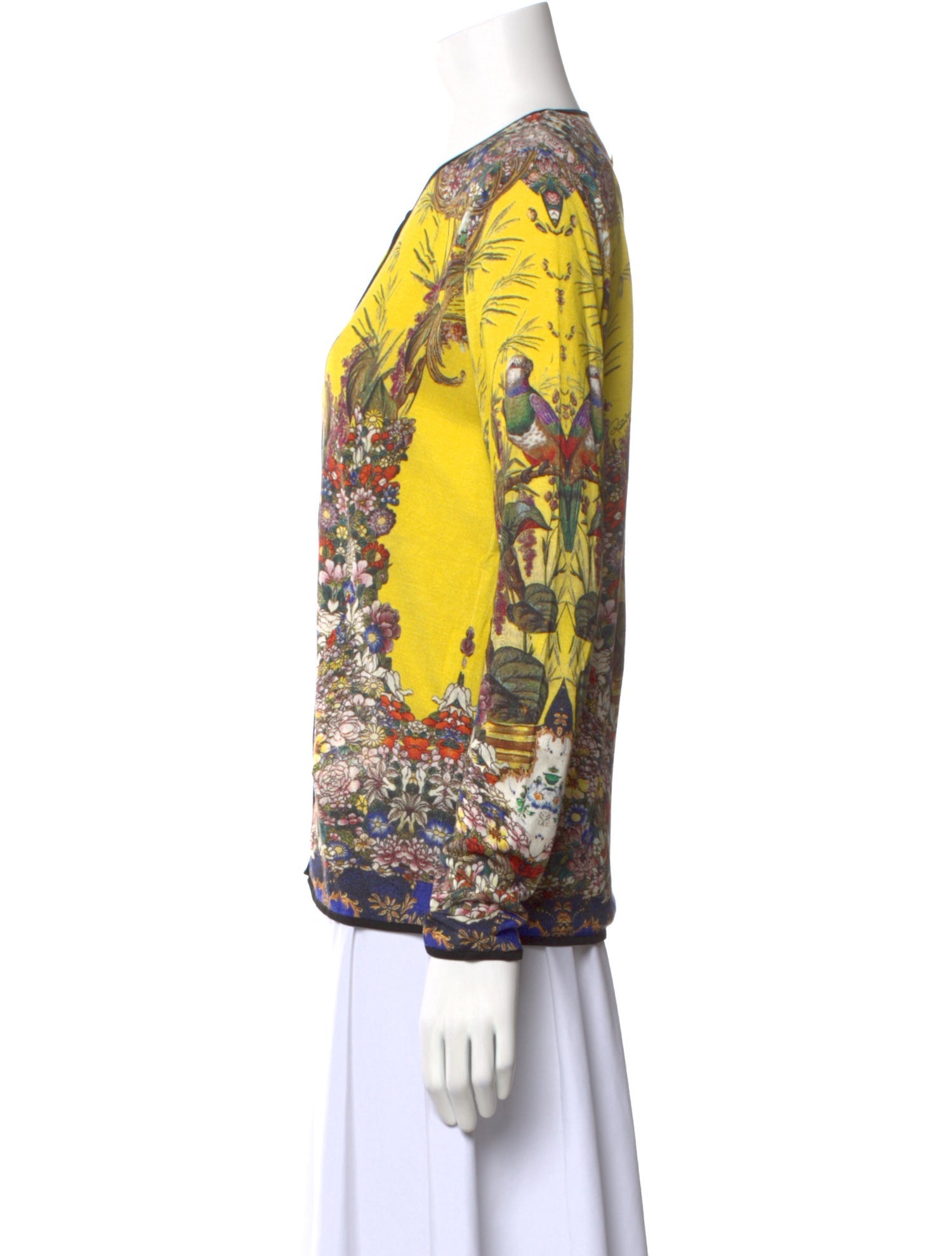 Roberto Cavalli Silk Floral Print Sweater