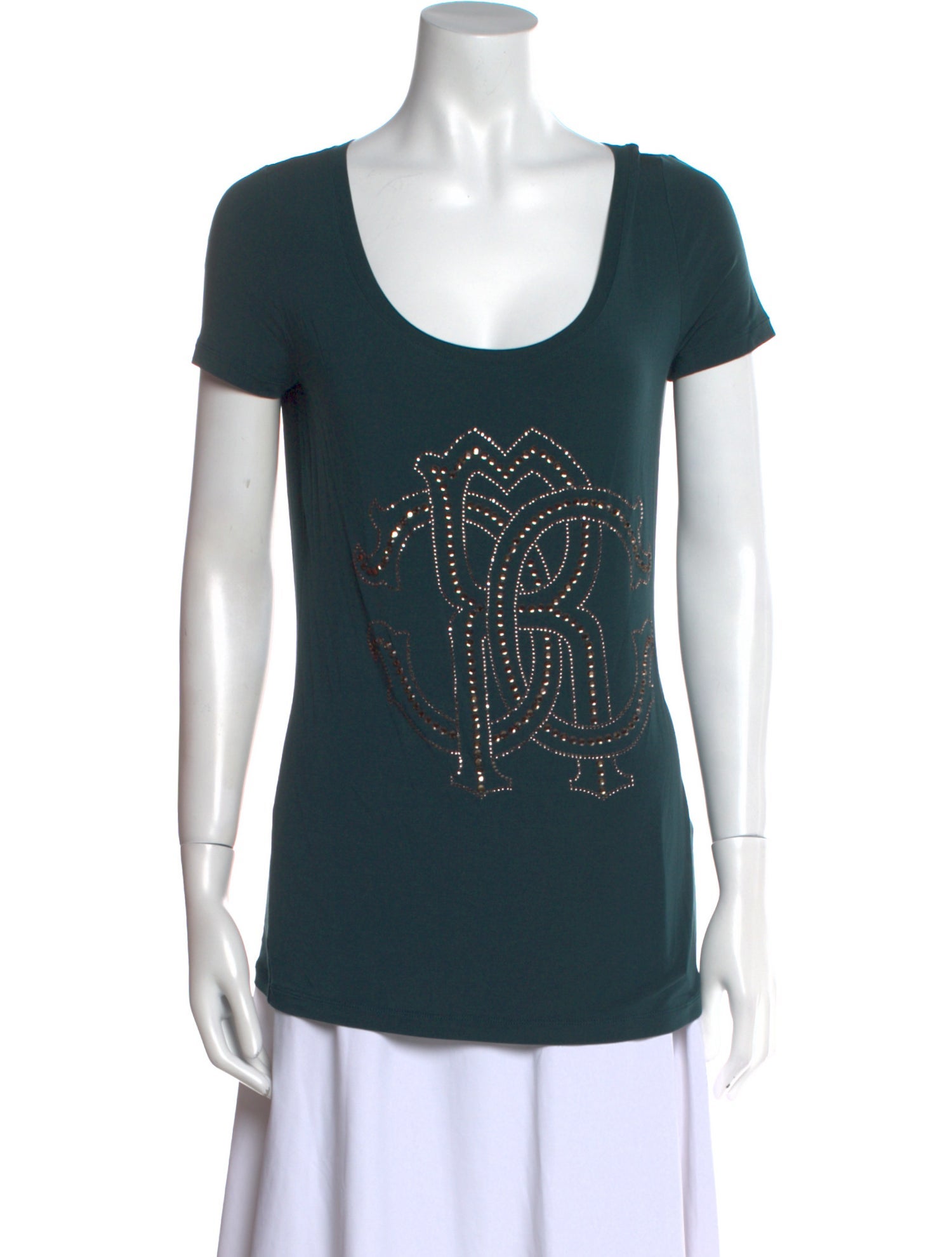 Roberto Cavalli Graphic Print Scoop Neck T-Shirt