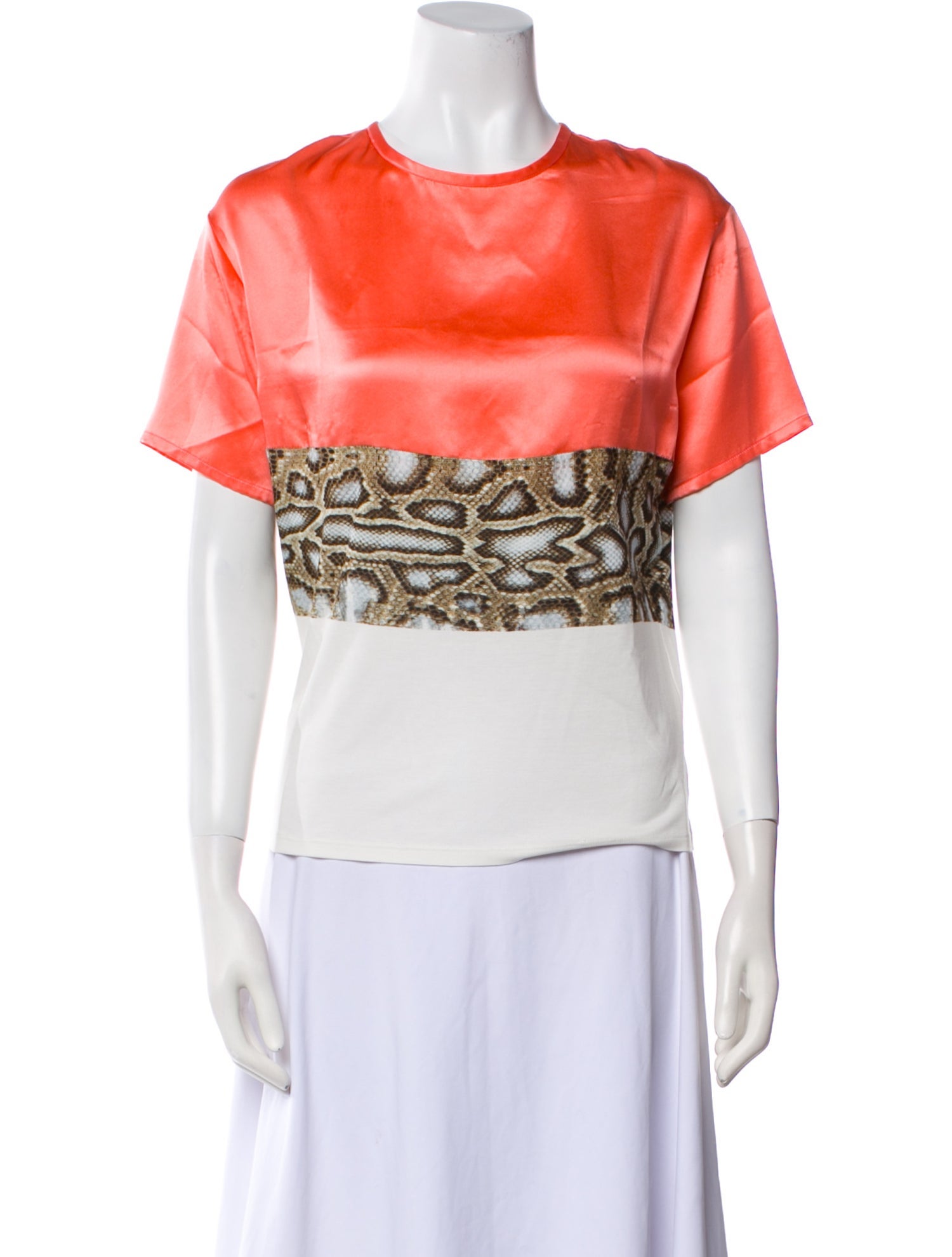 Roberto Cavalli Colorblock Pattern Crew Neck T-Shirt