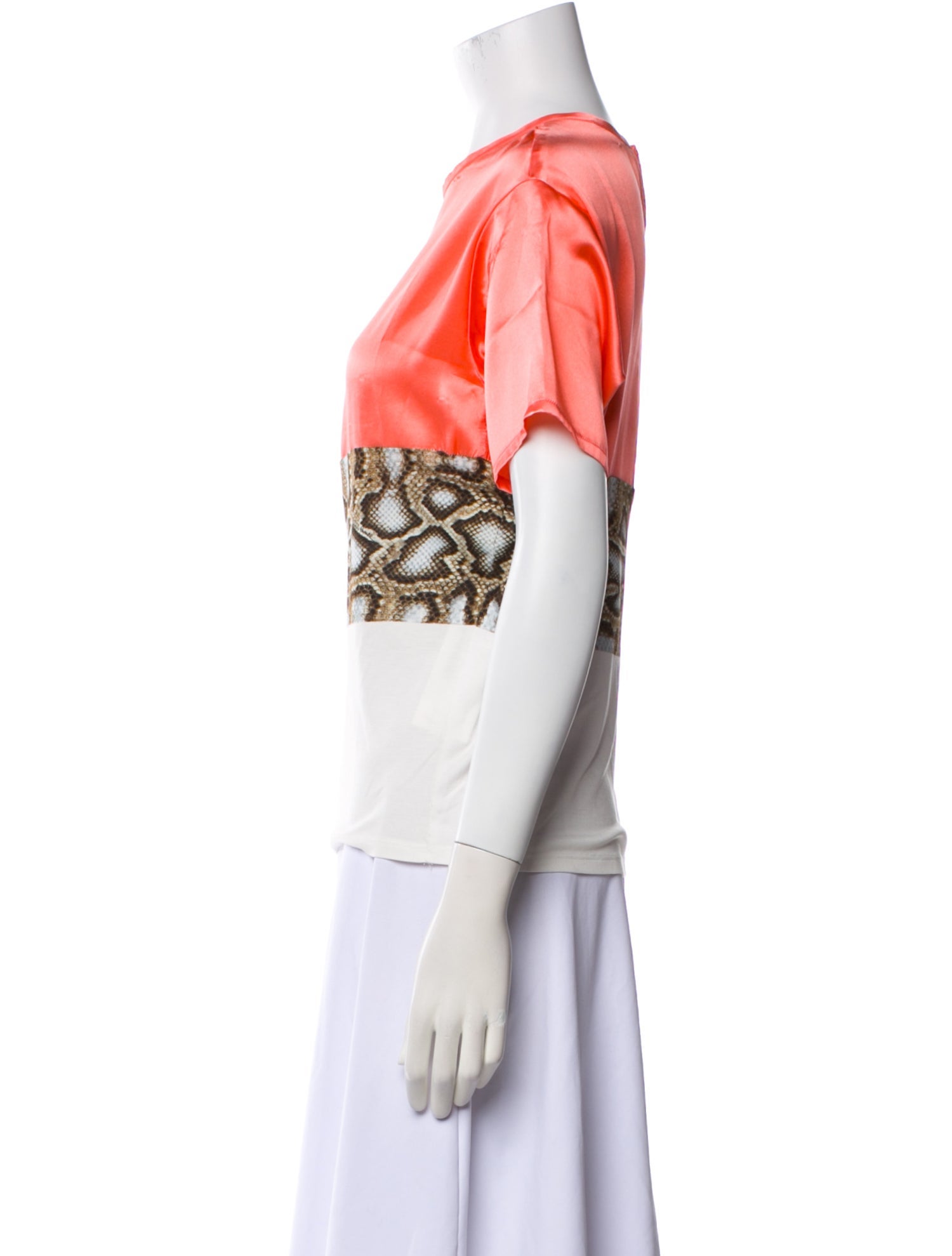 Roberto Cavalli Colorblock Pattern Crew Neck T-Shirt