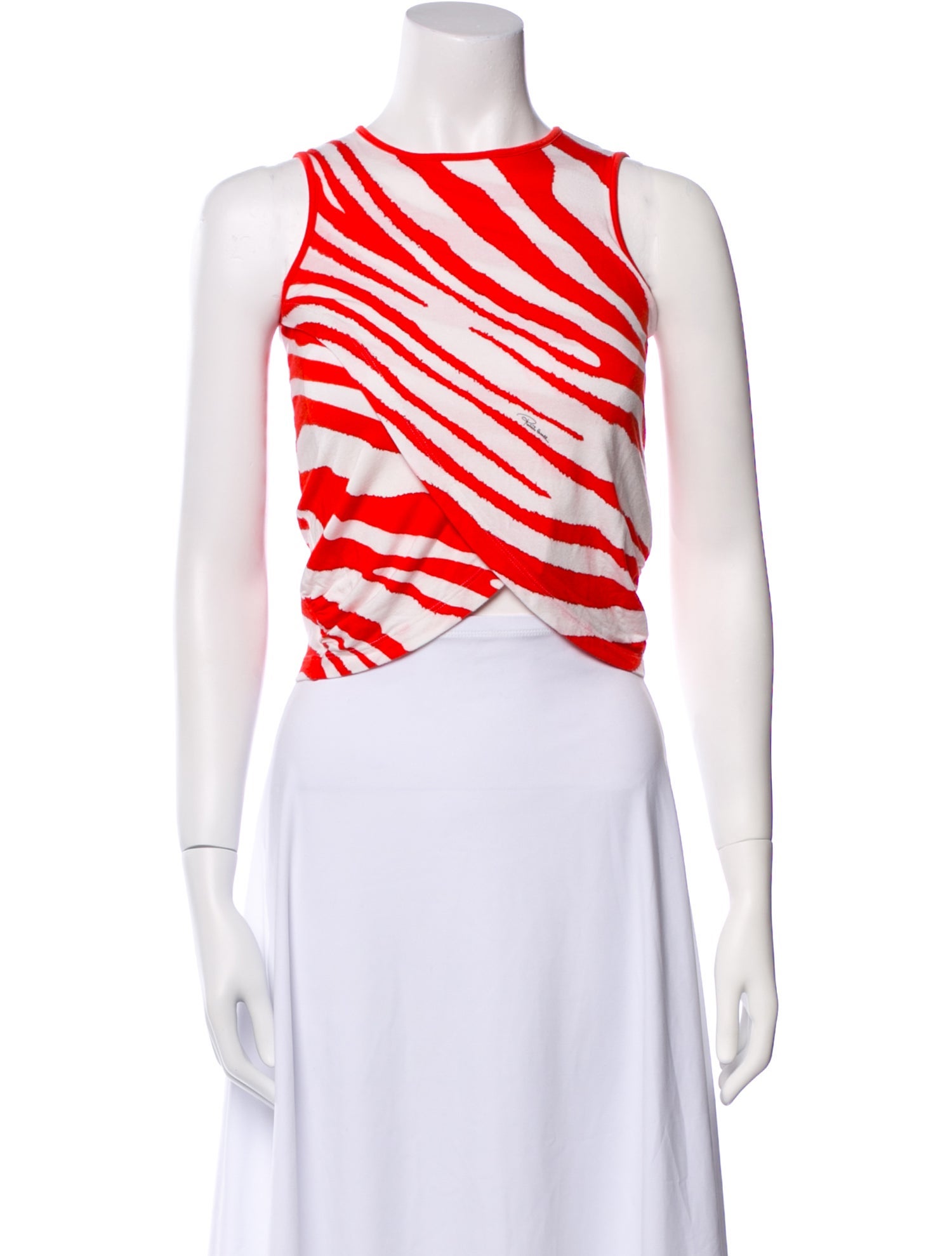 Roberto Cavalli Silk Animal Print Crop Top