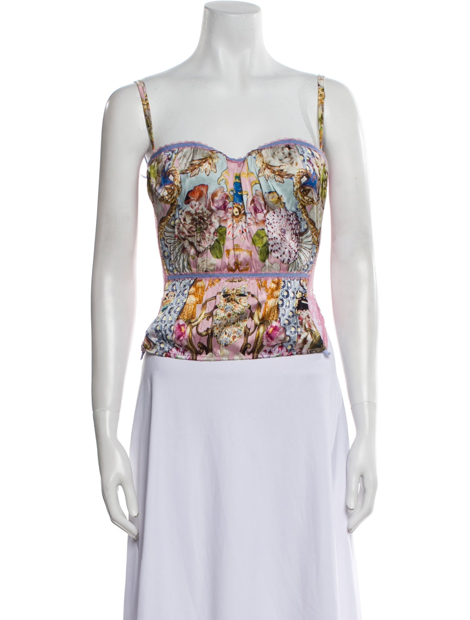 Roberto Cavalli Silk Floral Print Crop Top w/ Tags