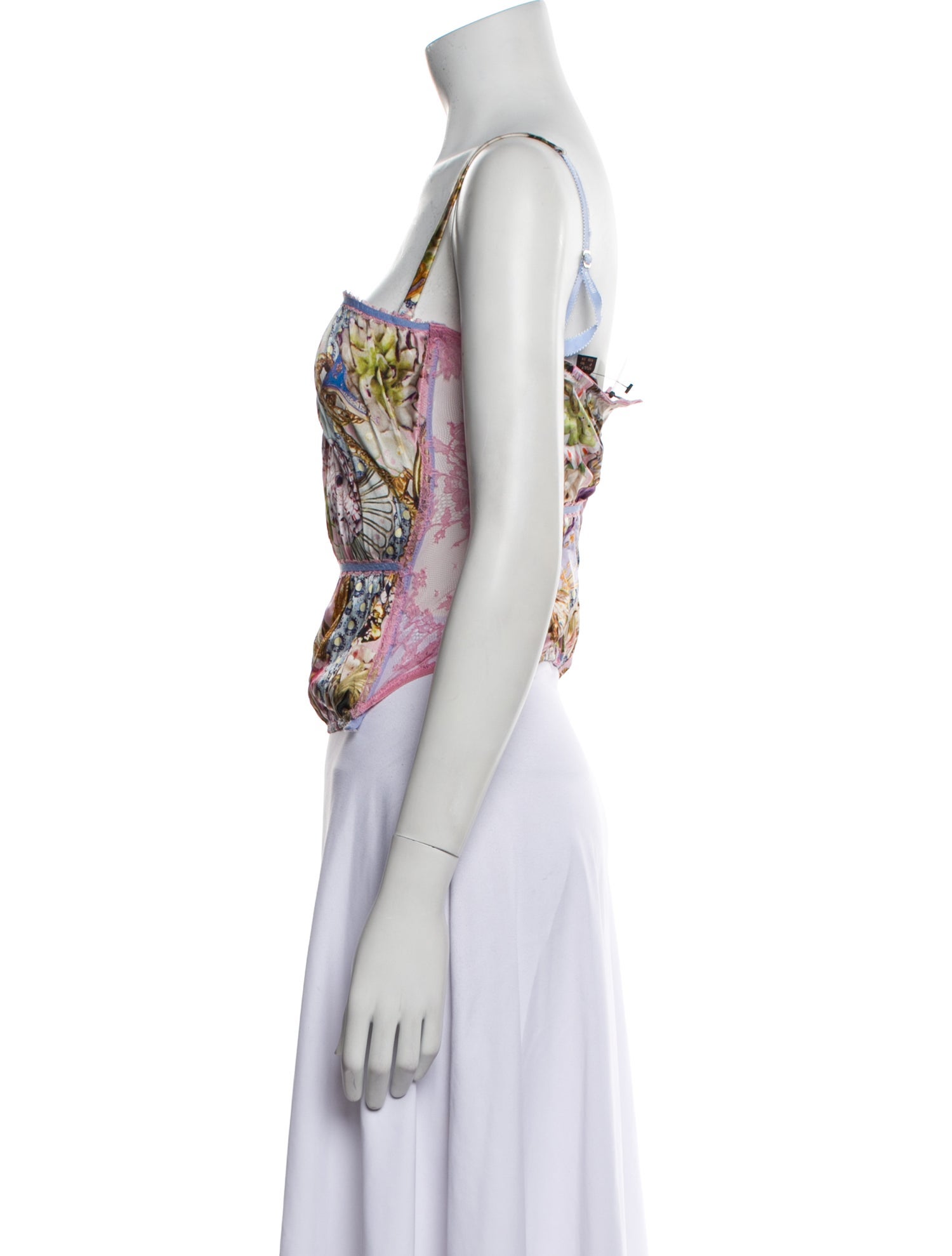Roberto Cavalli Silk Floral Print Crop Top w/ Tags